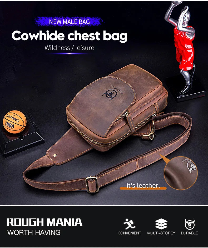 BULLCAPTAIN Leather Crossbody Chest Bag