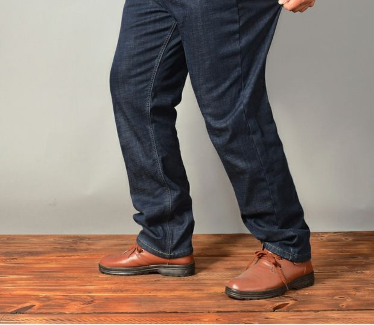 Plus-Size High Waist Denim Pants
