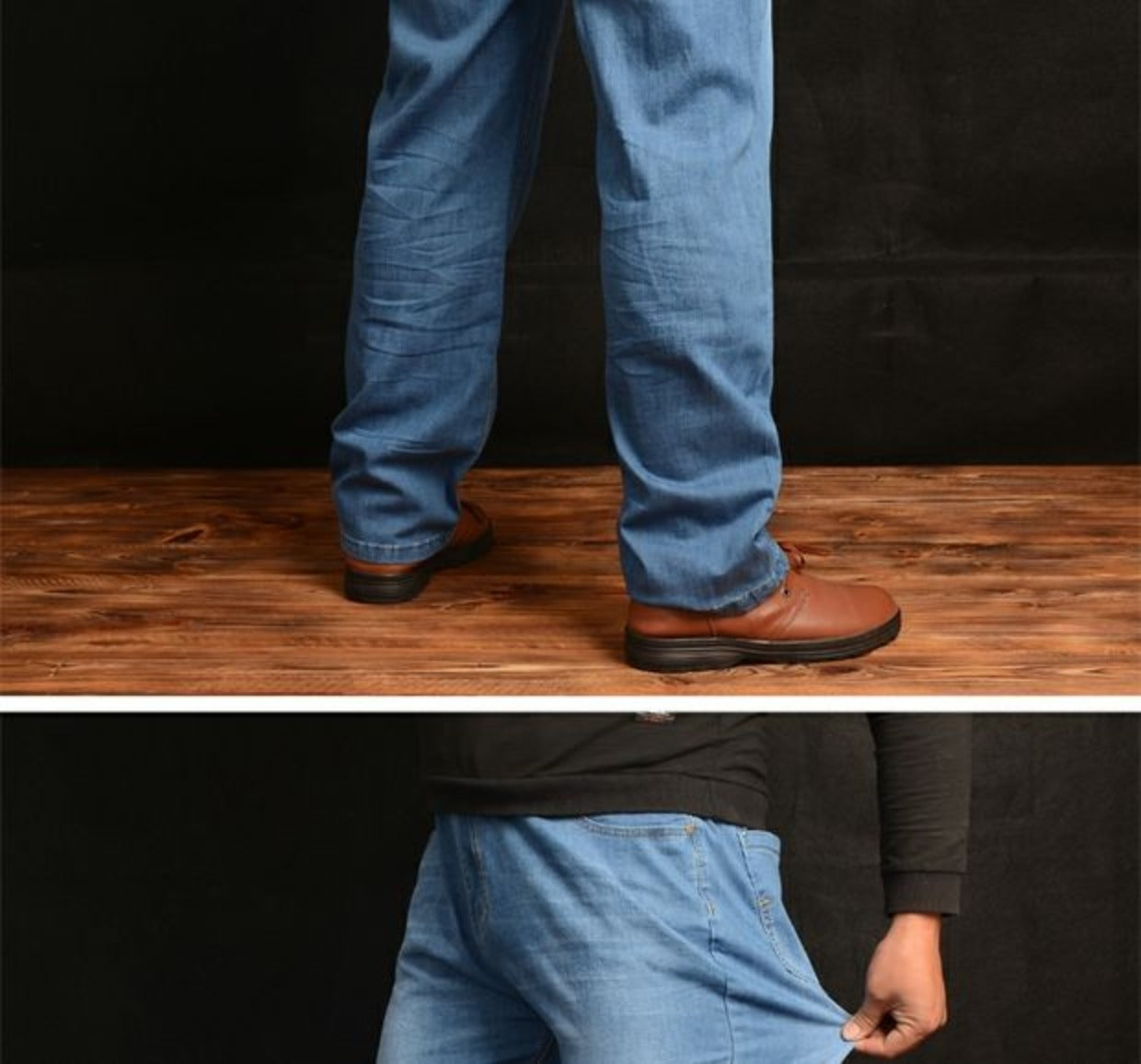 Plus-Size High Waist Denim Pants