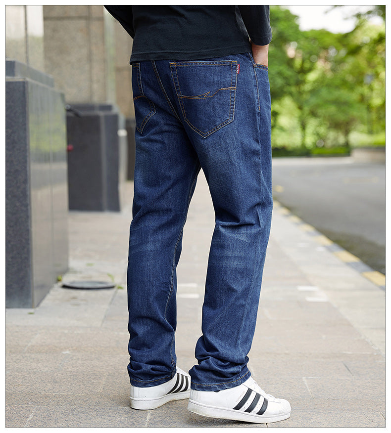 Men's Dark Blue Loose Denim Trousers