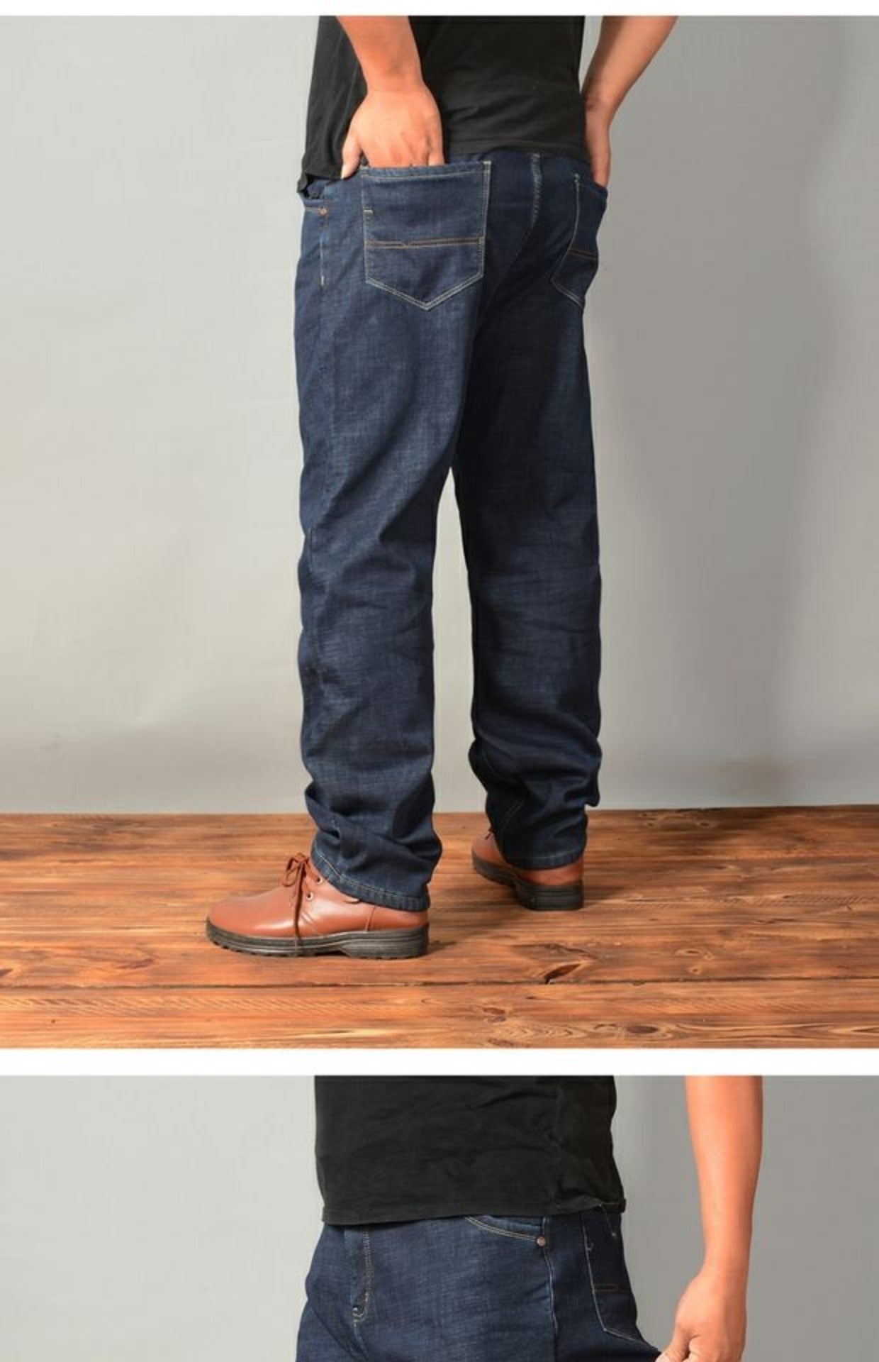 Plus-Size High Waist Denim Pants