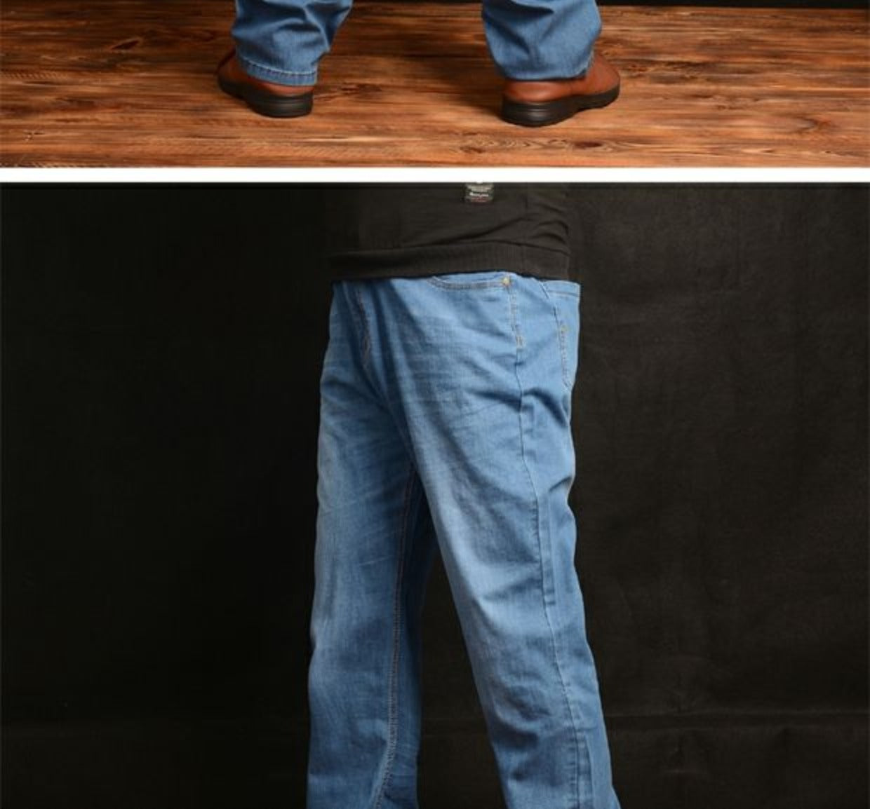 Plus-Size High Waist Denim Pants