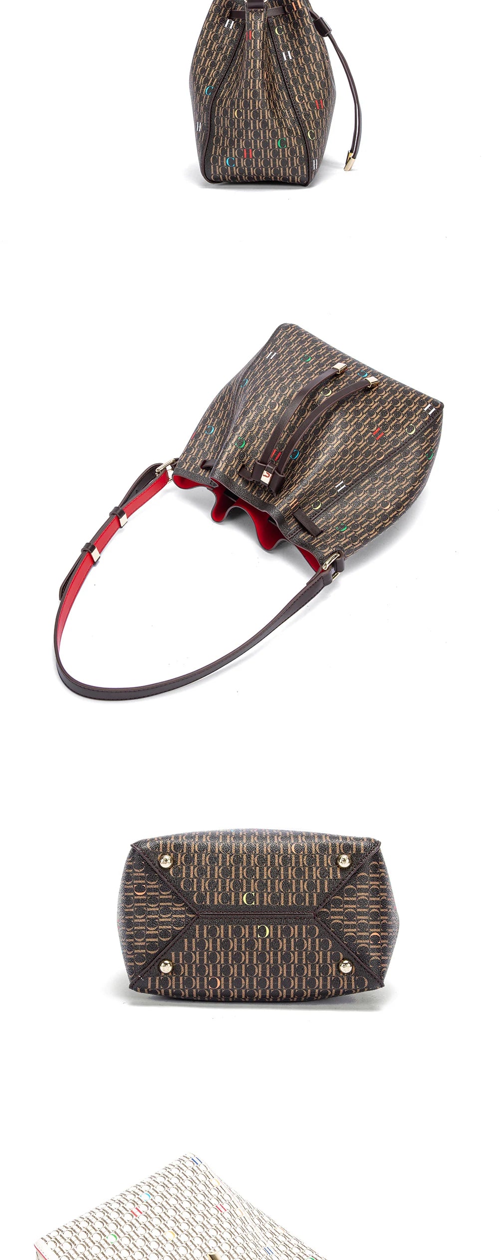 Letter Print Drawstring Bucket Bag