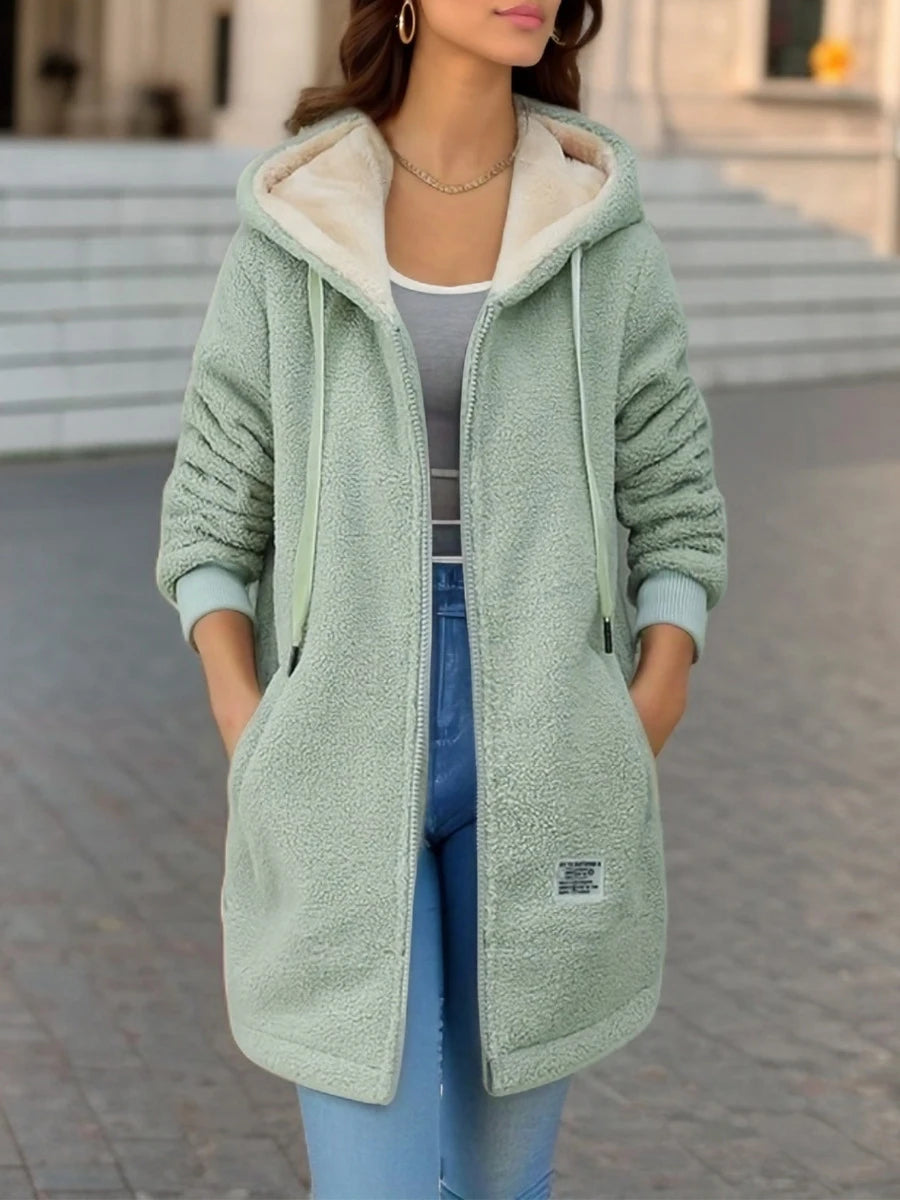 Fleece-Lined Hooded Cardigan
