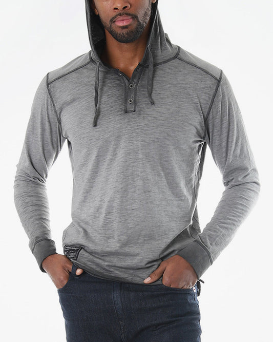 ZIMEGO Vintage Hooded Henley