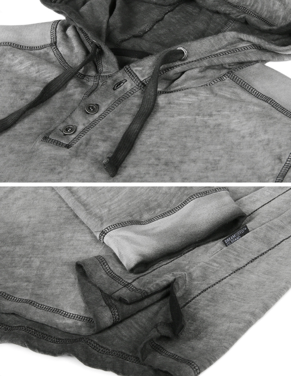 ZIMEGO Vintage Hooded Henley