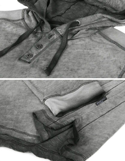 ZIMEGO Vintage Hooded Henley