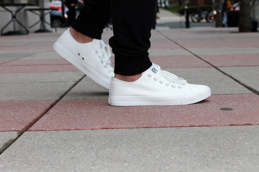 Retro Low-Top White Canvas Sneakers