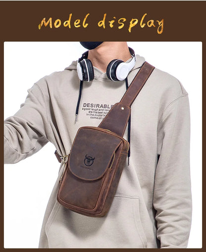 BULLCAPTAIN Leather Crossbody Chest Bag