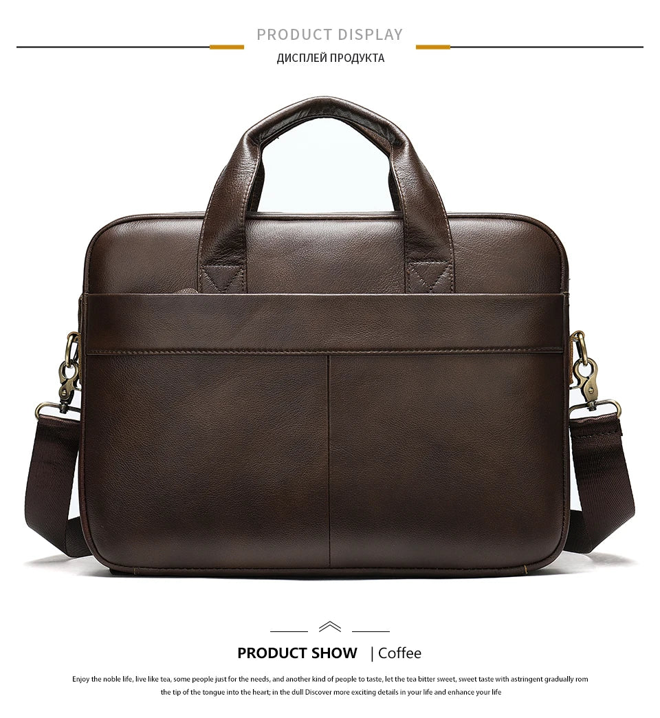 WESTAL Men's Leather Laptop Briefcase