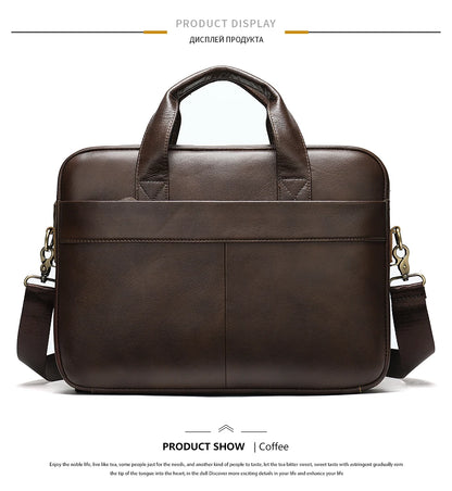 WESTAL Men's Leather Laptop Briefcase