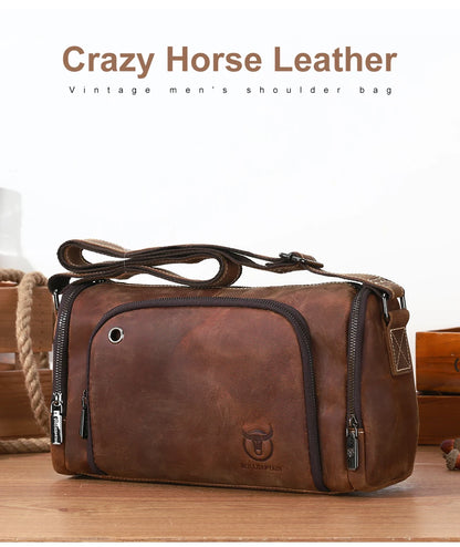 BULLCAPTAIN Men's Crazy Horse Messenger Bag