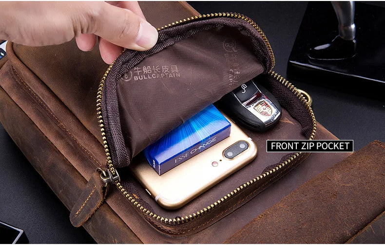 BULLCAPTAIN Leather Crossbody Chest Bag