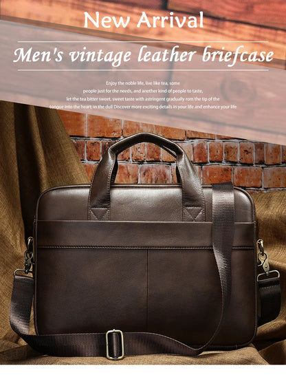 WESTAL Men's Leather Laptop Briefcase