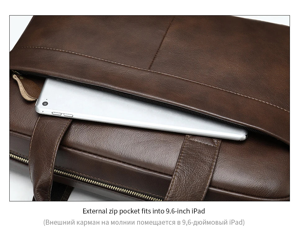 WESTAL Men's Leather Laptop Briefcase