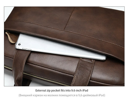 WESTAL Men's Leather Laptop Briefcase