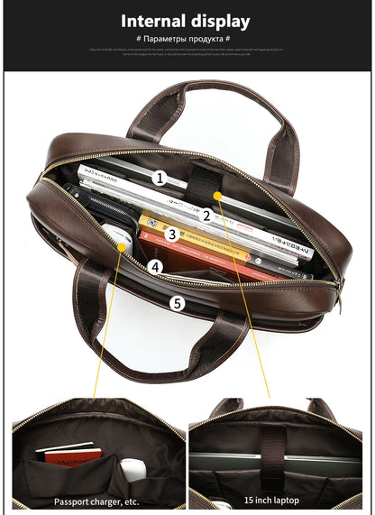 WESTAL Men's Leather Laptop Briefcase