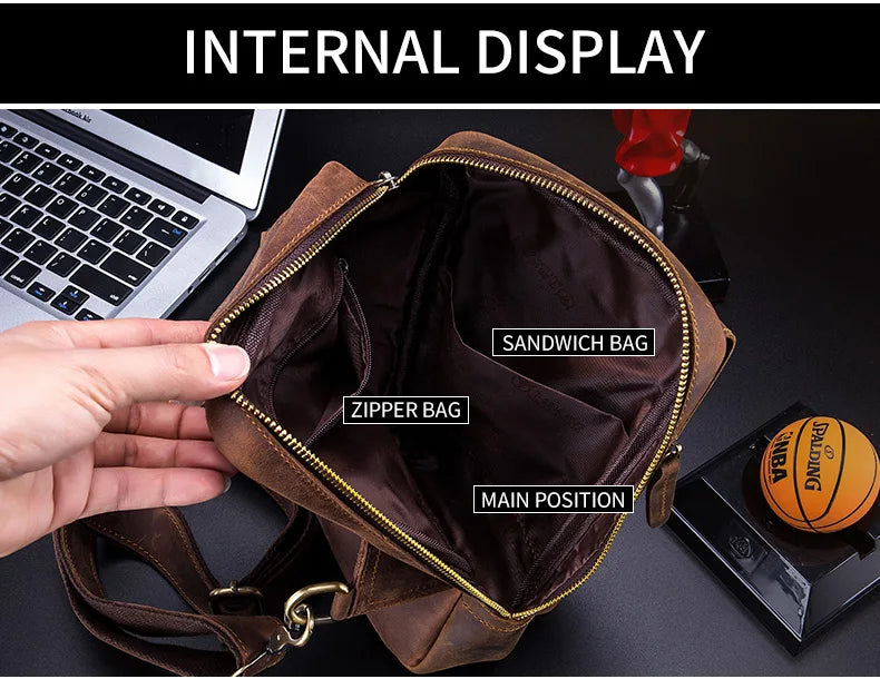 BULLCAPTAIN Leather Crossbody Chest Bag
