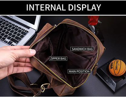 BULLCAPTAIN Leather Crossbody Chest Bag
