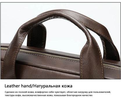 WESTAL Men's Leather Laptop Briefcase