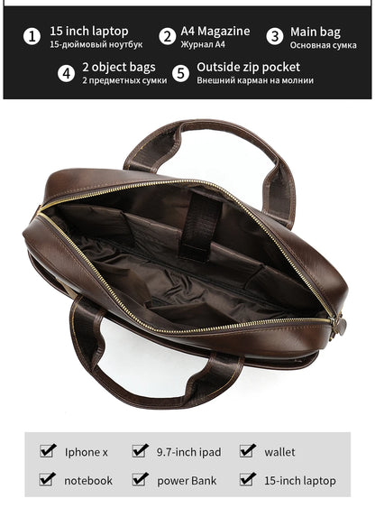 WESTAL Men's Leather Laptop Briefcase