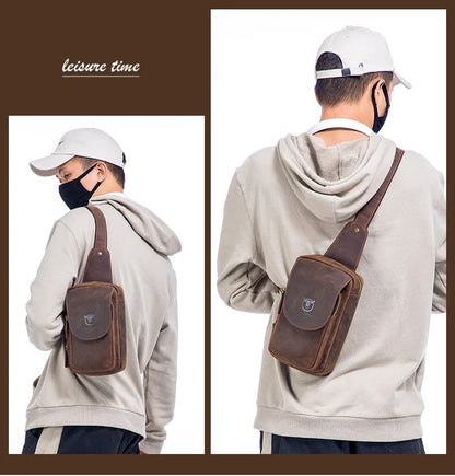 BULLCAPTAIN Leather Crossbody Chest Bag