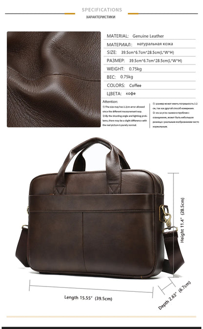 WESTAL Men's Leather Laptop Briefcase
