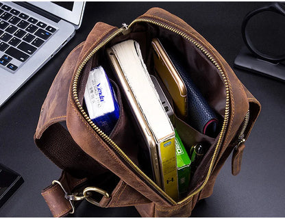 BULLCAPTAIN Leather Crossbody Chest Bag