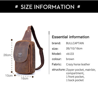 BULLCAPTAIN Leather Crossbody Chest Bag