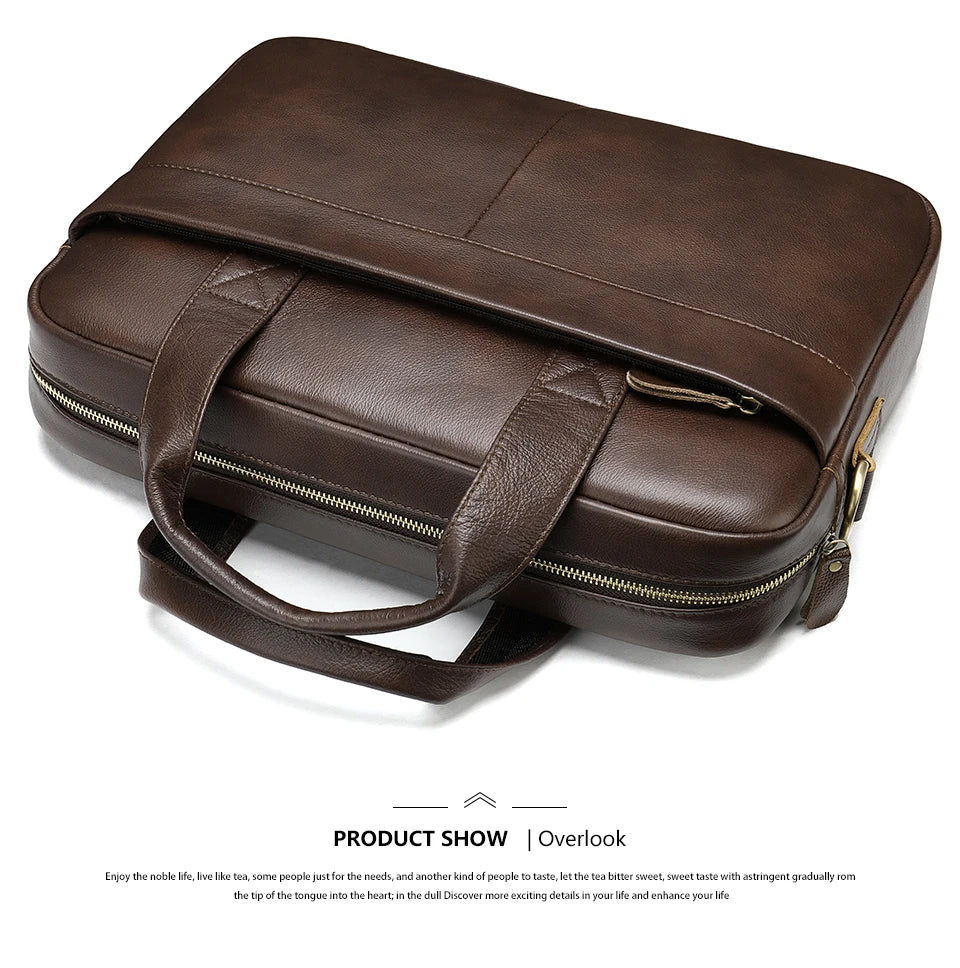 WESTAL Men's Leather Laptop Briefcase