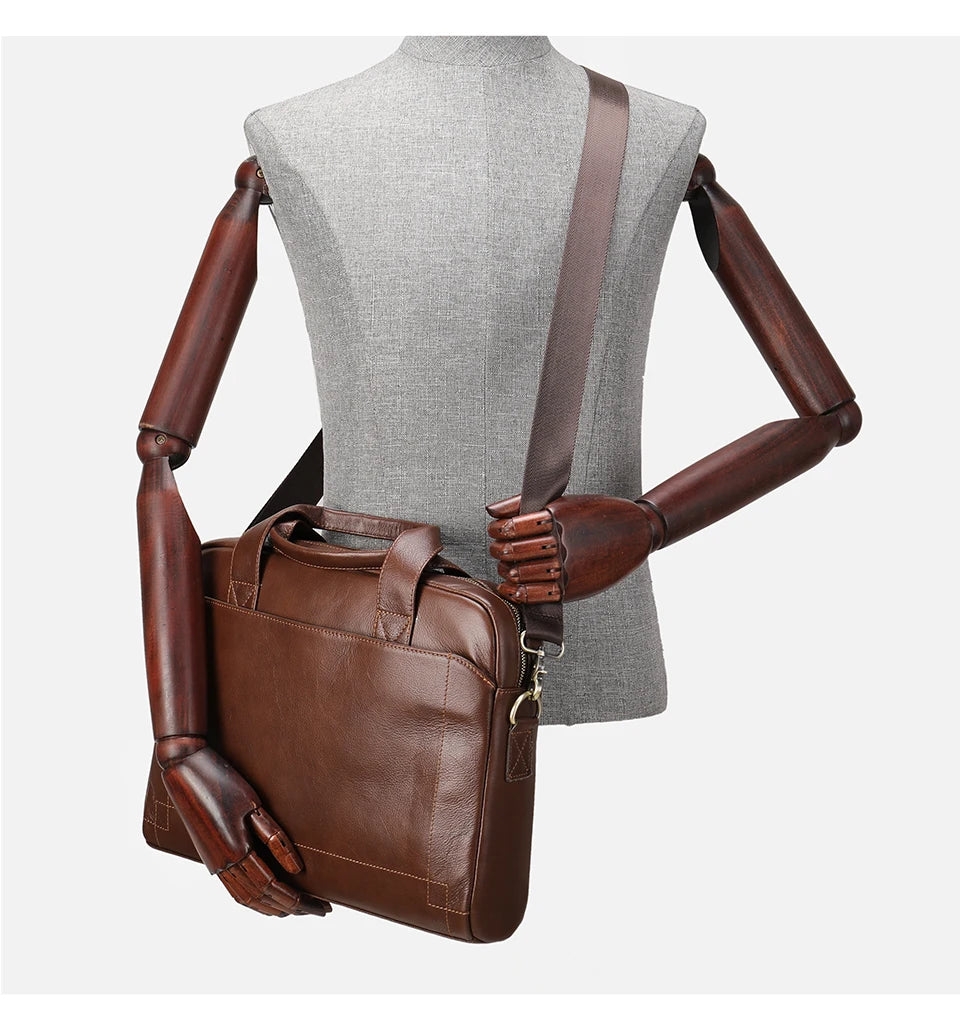 WESTAL Men's Leather Laptop Briefcase
