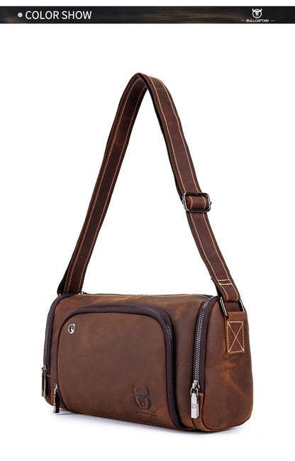BULLCAPTAIN Men's Crazy Horse Messenger Bag