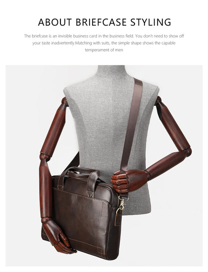 WESTAL Men's Leather Laptop Briefcase