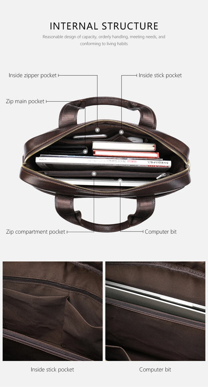 WESTAL Men's Leather Laptop Briefcase