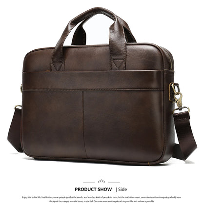 WESTAL Men's Leather Laptop Briefcase