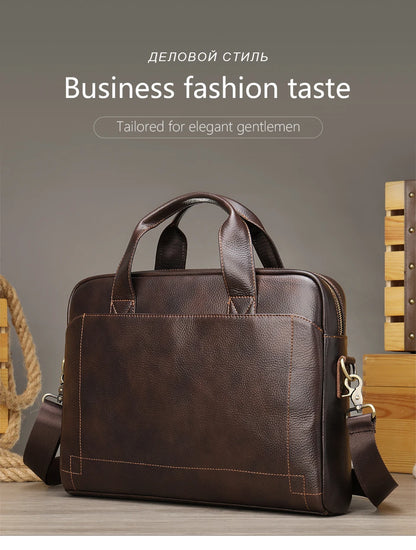 WESTAL Men's Leather Laptop Briefcase