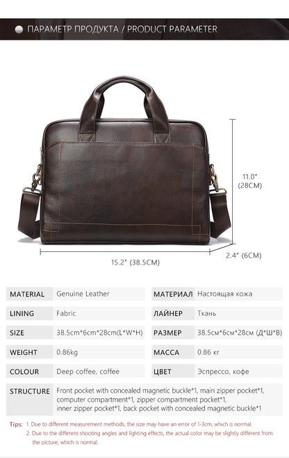 WESTAL Men's Leather Laptop Briefcase