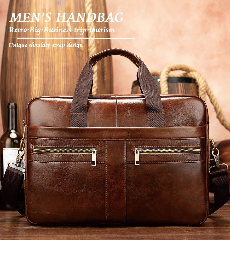 WESTAL Leather Briefcase for Men