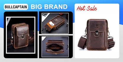 BULLCAPTAIN Men's Crazy Horse Messenger Bag