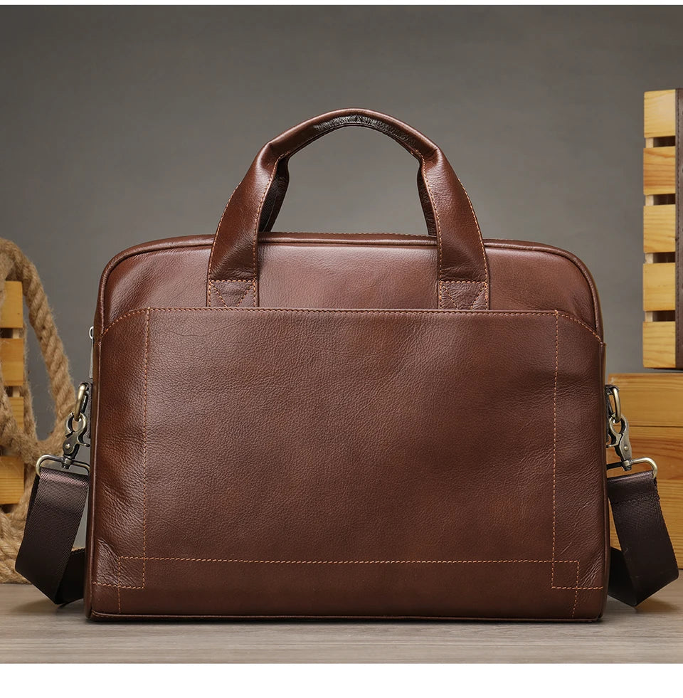 WESTAL Men's Leather Laptop Briefcase