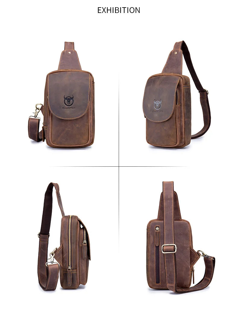 BULLCAPTAIN Leather Crossbody Chest Bag