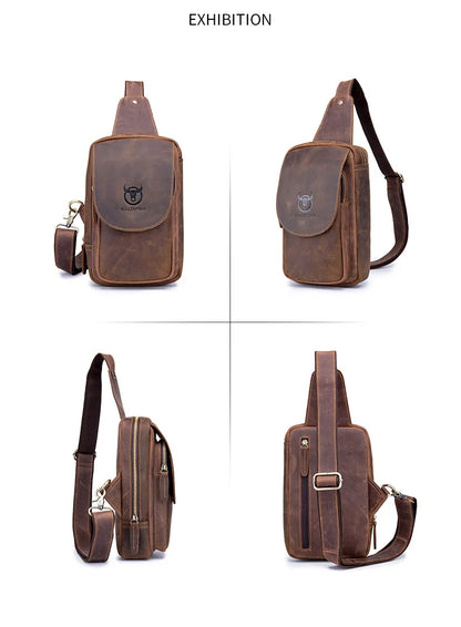 BULLCAPTAIN Leather Crossbody Chest Bag