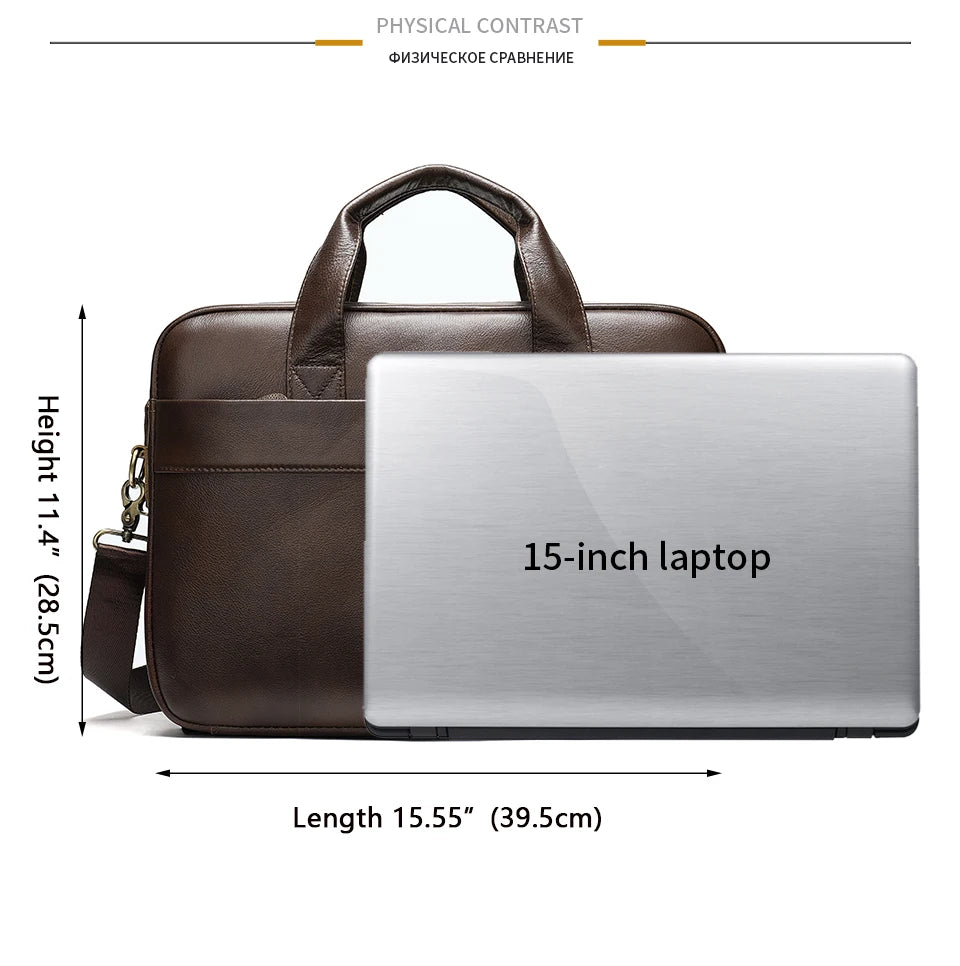 WESTAL Men's Leather Laptop Briefcase