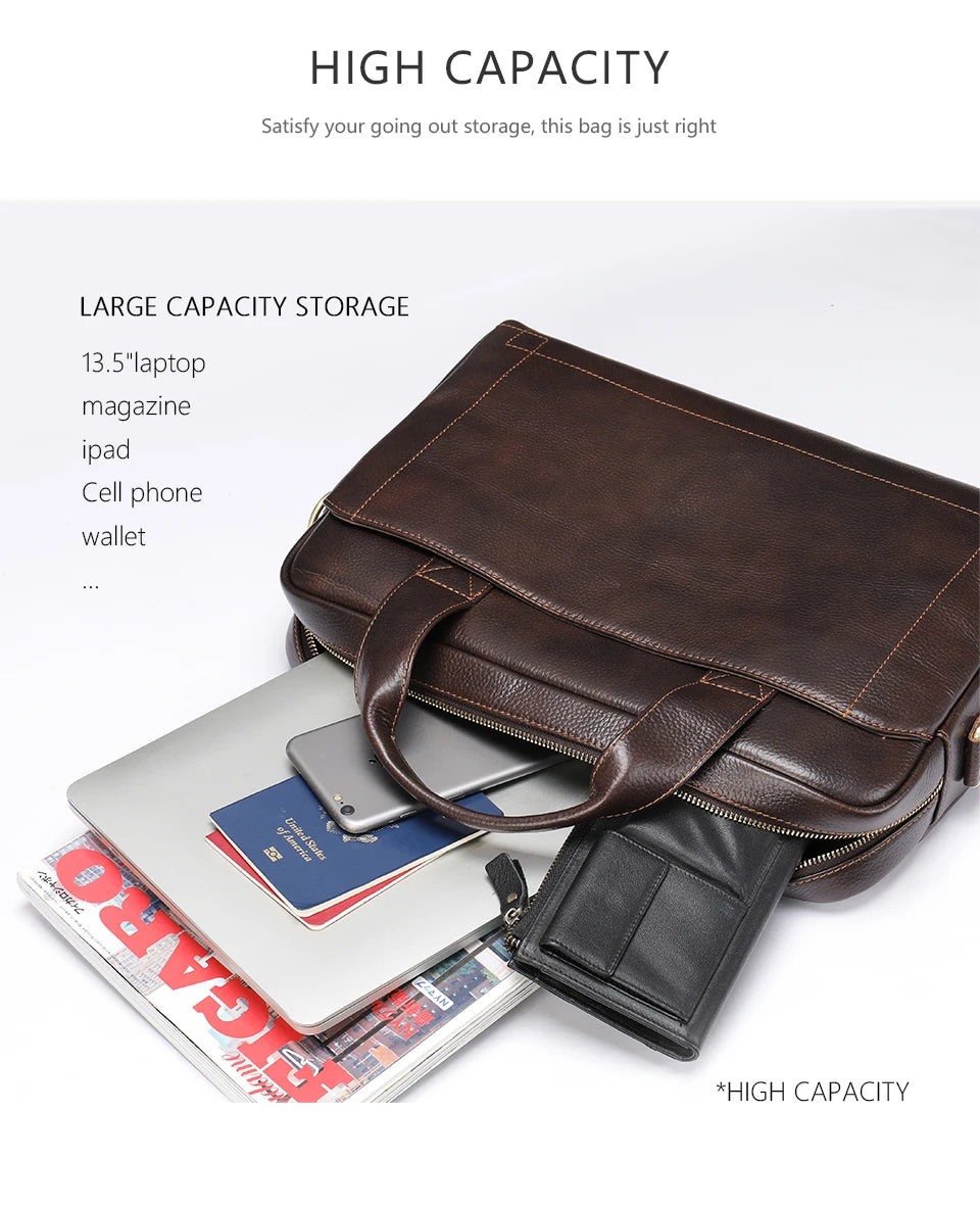 WESTAL Men's Leather Laptop Briefcase