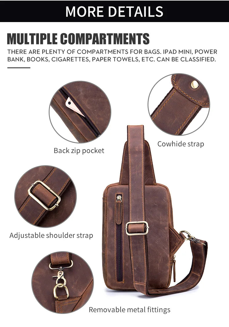 BULLCAPTAIN Leather Crossbody Chest Bag