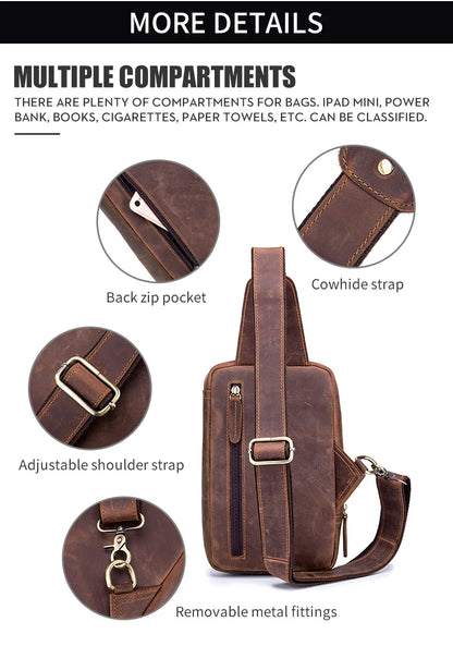 BULLCAPTAIN Leather Crossbody Chest Bag