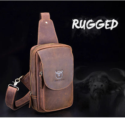BULLCAPTAIN Leather Crossbody Chest Bag