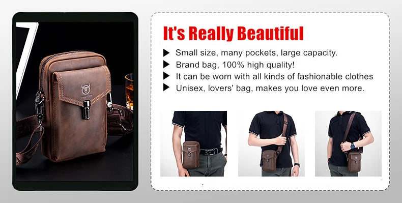 BULLCAPTAIN Leather Crossbody Chest Bag