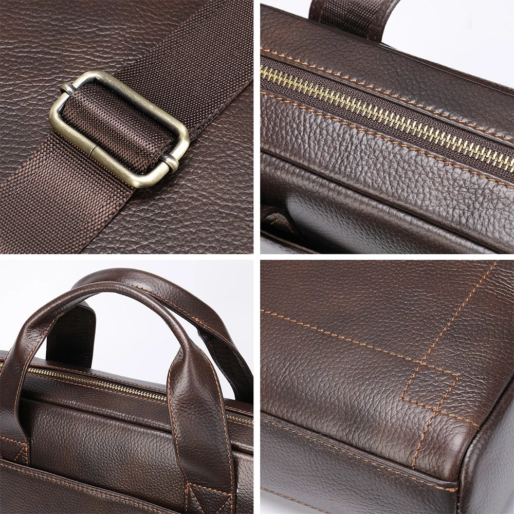 WESTAL Men's Leather Laptop Briefcase