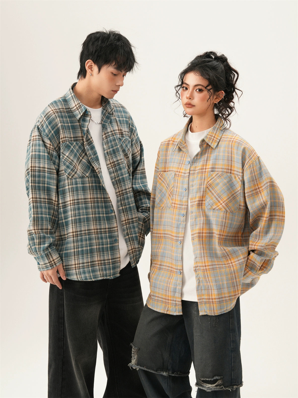 Retro Plaid Couple Shirt